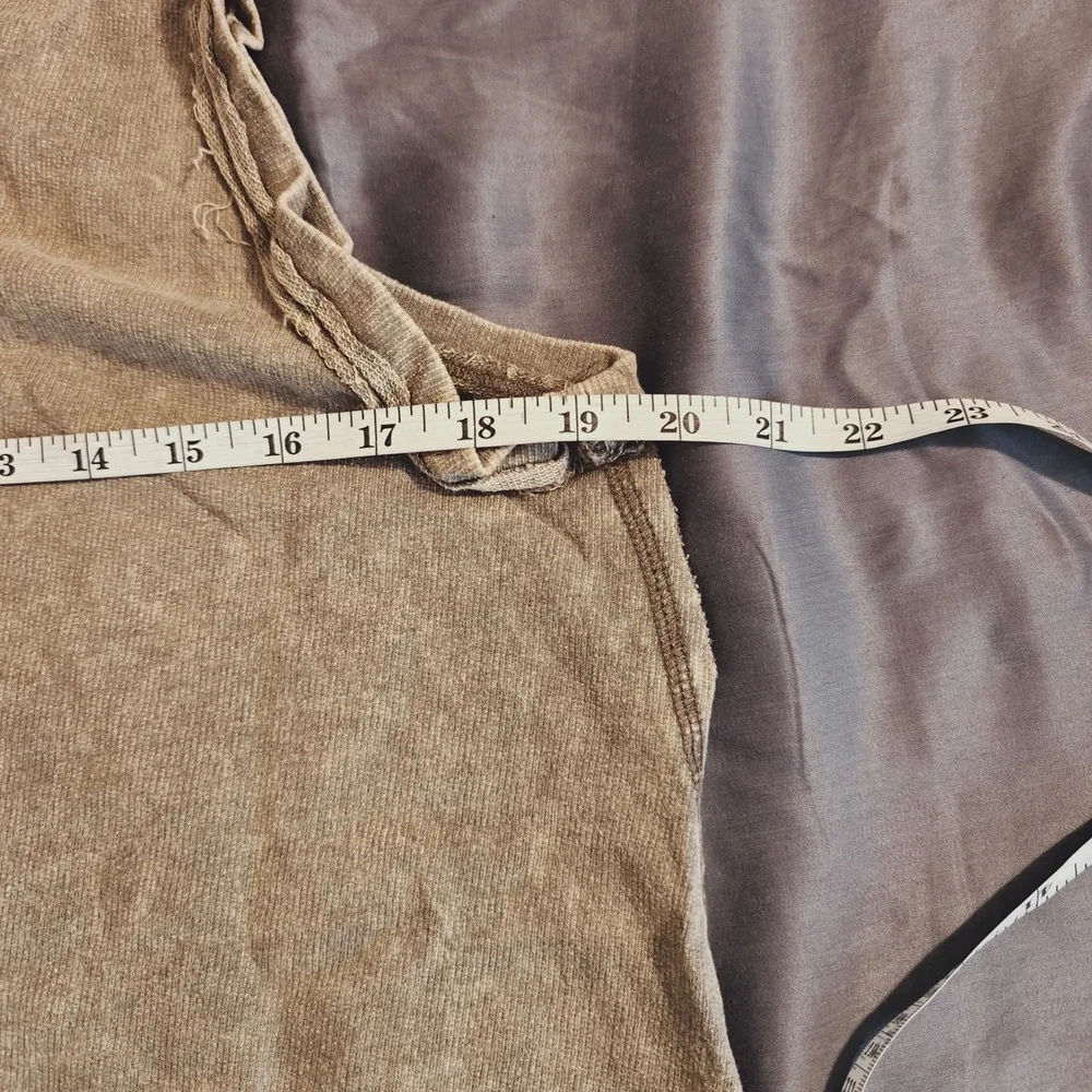 Zenana Sleeveless Henley Mineral Wash CottonTank Top Mocha Brown TTW-5251Y L - Picture 6 of 7